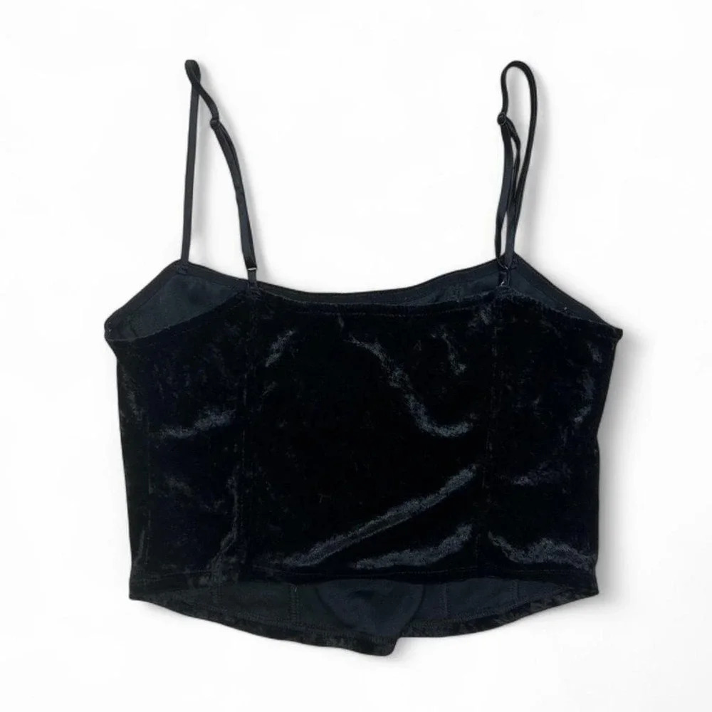 Vintage 90s Victoria's Secret Black Cami‎ Tank Top Crushed Velvet Velvour S Goth